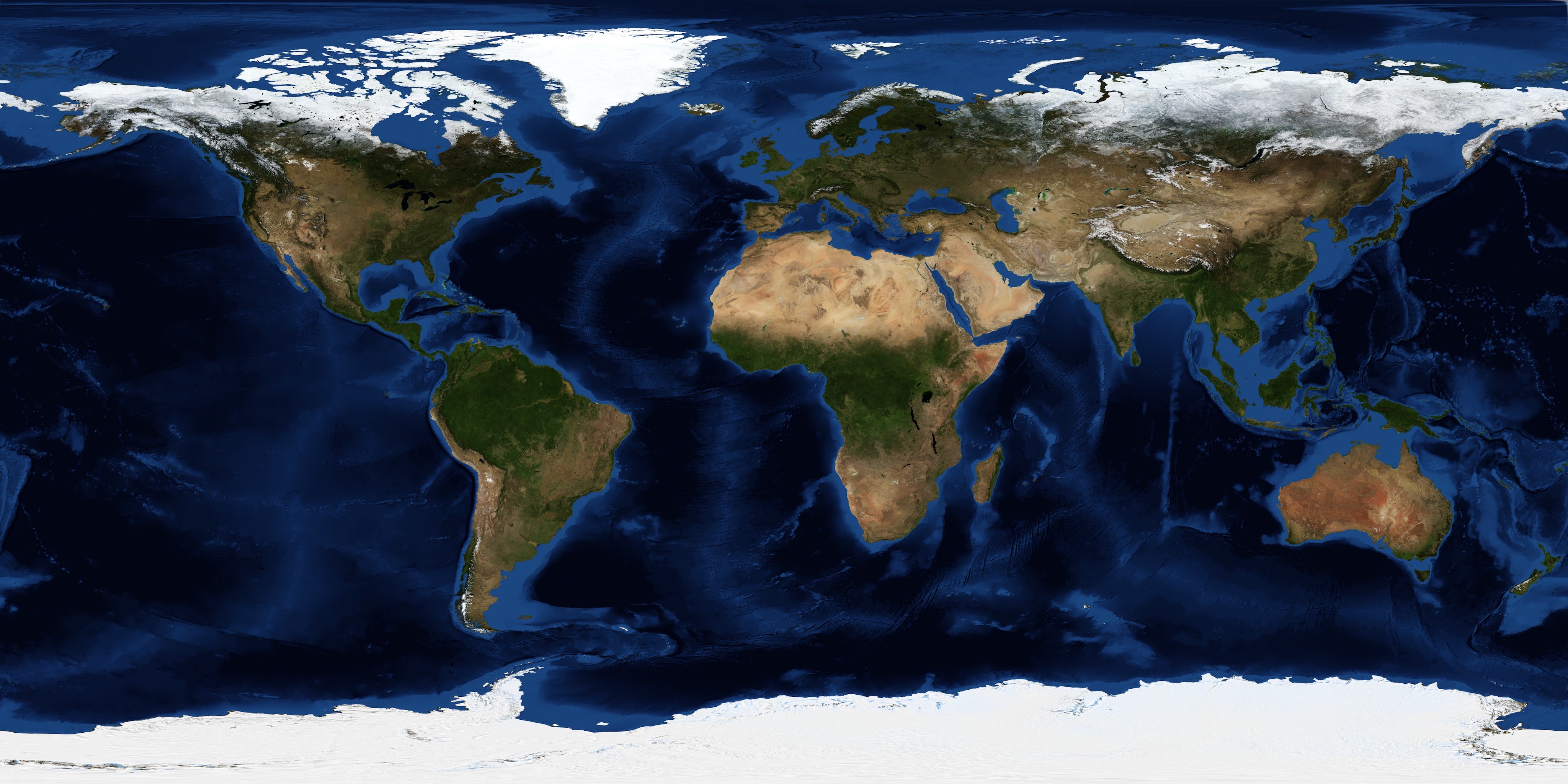 NASA Blue Marble composite showing Earth’s continents and oceans.